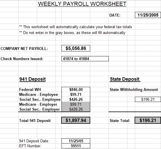 weekly payroll template