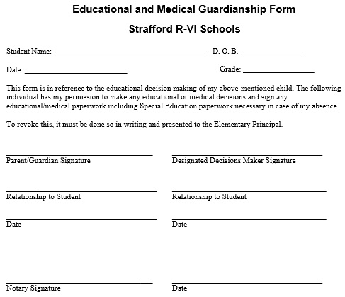 educational and medical guardianship form