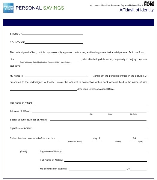 free affidavit of identity form 10