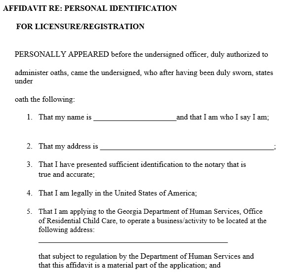 free affidavit of identity form 12