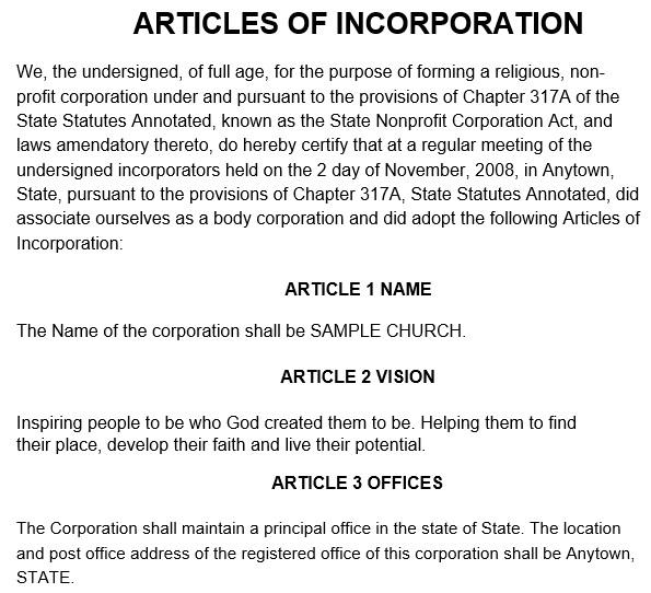 free articles of incorporation template 11