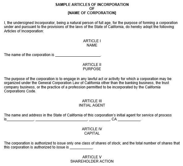 free articles of incorporation template 19
