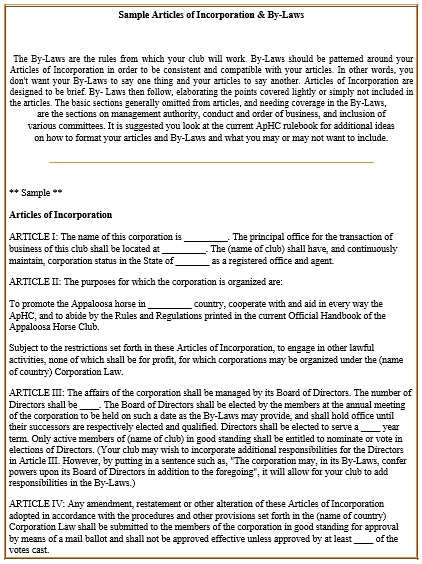 free articles of incorporation template 4