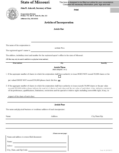 free articles of incorporation template 6