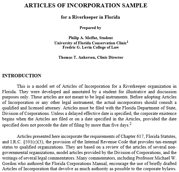 free articles of incorporation template 8