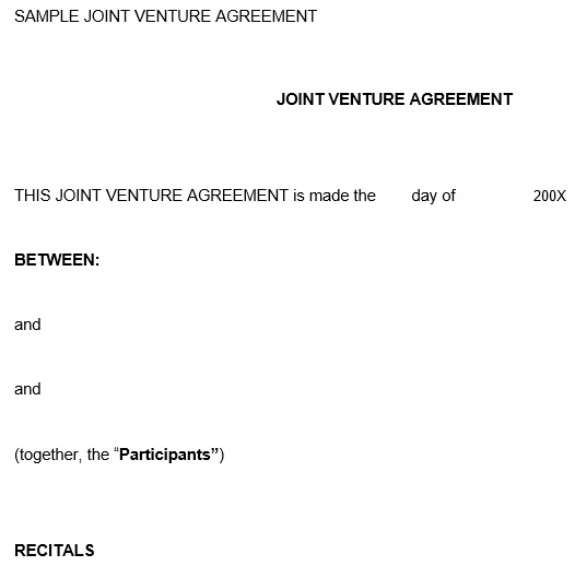free joint venture agreement template 12