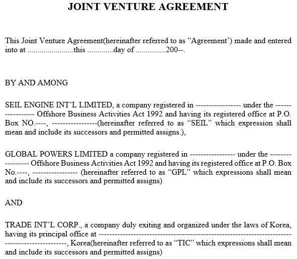 free joint venture agreement template 21