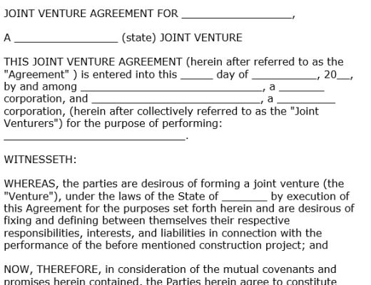 free joint venture agreement template 22