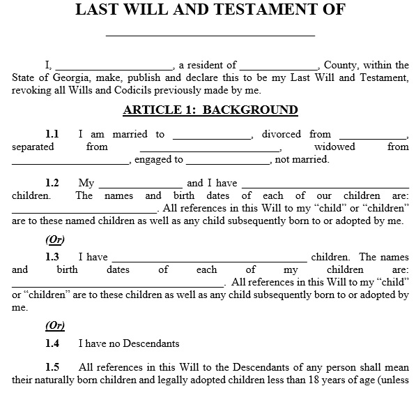 free last will and testament form 11