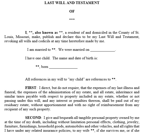 free last will and testament form 13