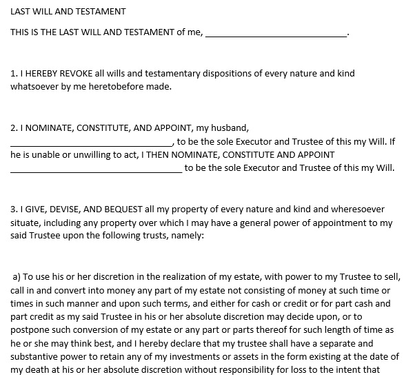 free last will and testament form 14