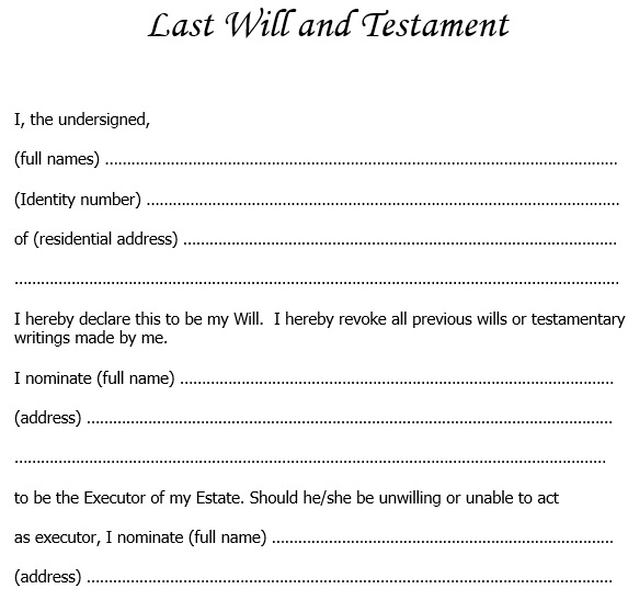 free last will and testament form 15
