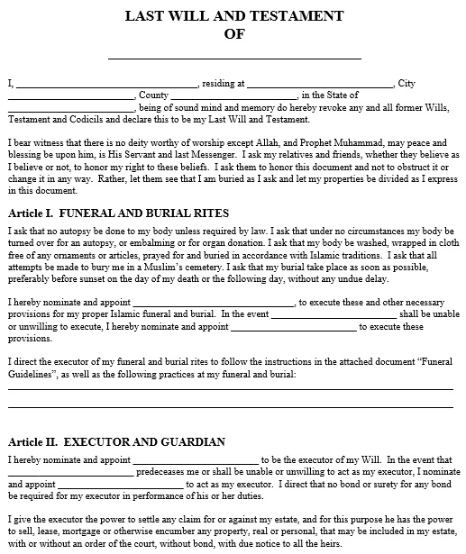 free last will and testament form 16