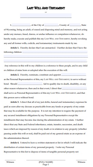free last will and testament form 3