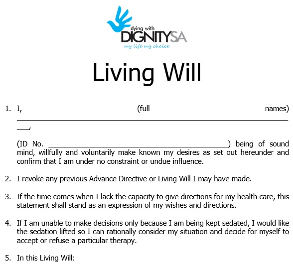 free printable living will template