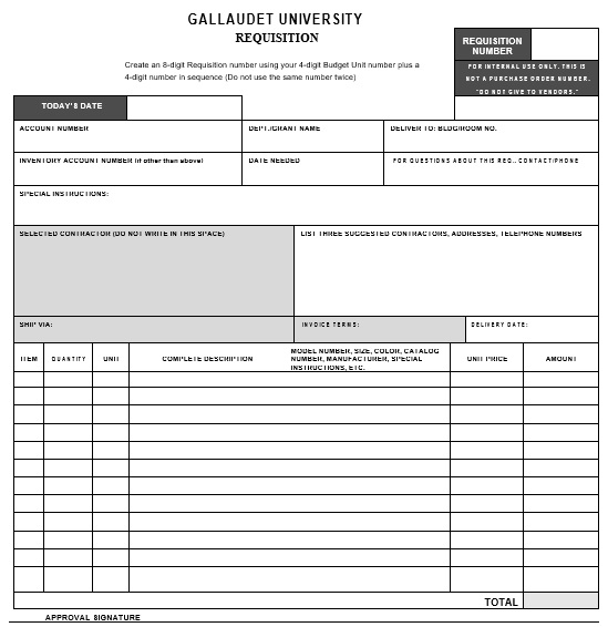 free requisition form template