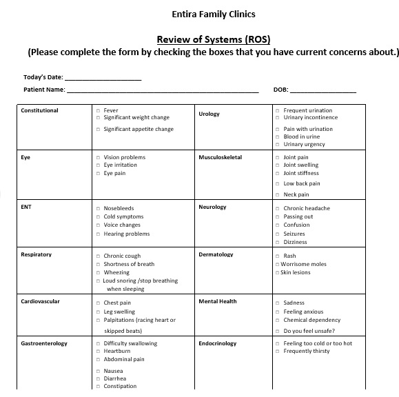 free review of systems template 5