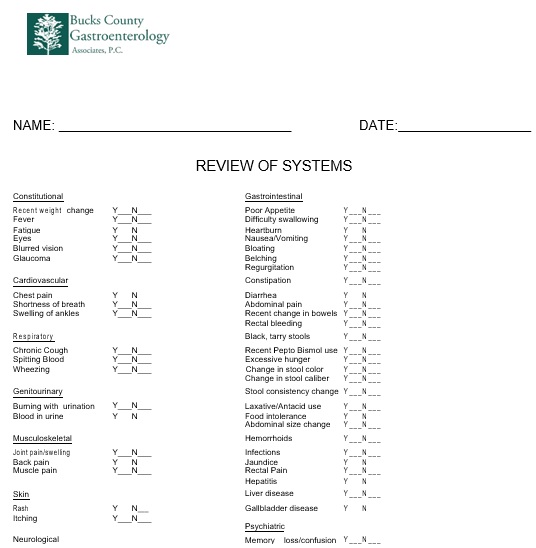 free review of systems template 7