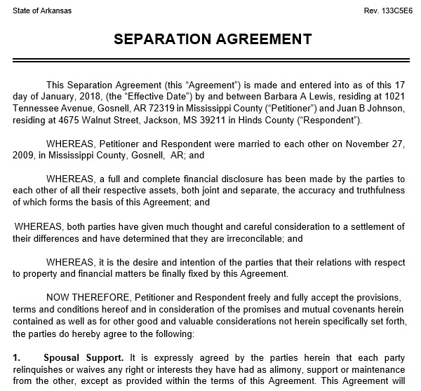 free separation agreement template 2