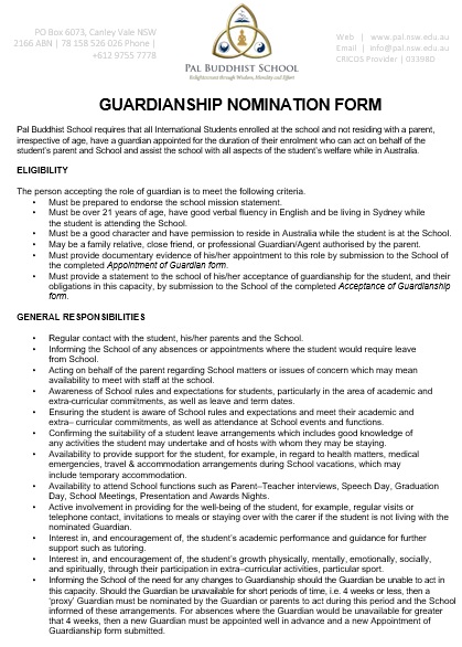 guardianship nomination form