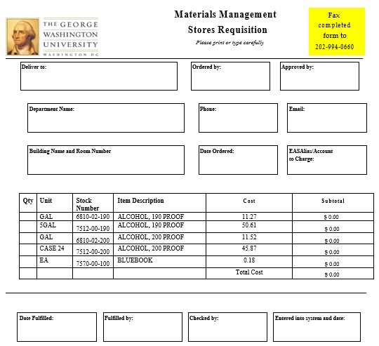 materials management stores requisition form