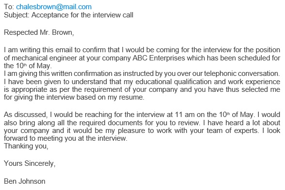 professional interview acceptance email 21