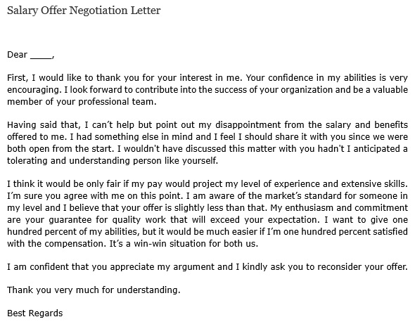 salary offer negotiation letter