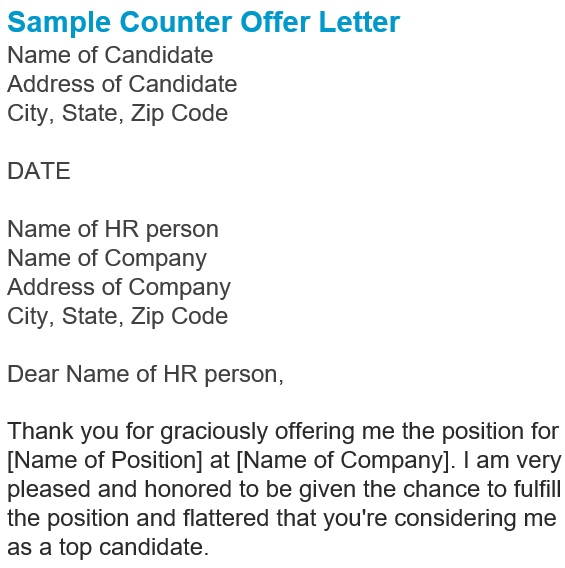 sample counter offer letter for salary