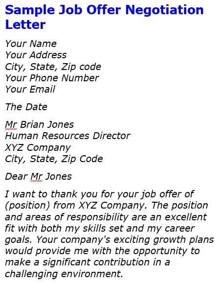 sample job offer negotiation letter
