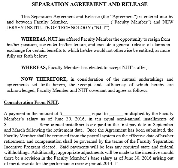 separation agreement and release template