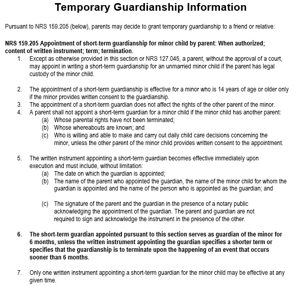 temporary guardianship information