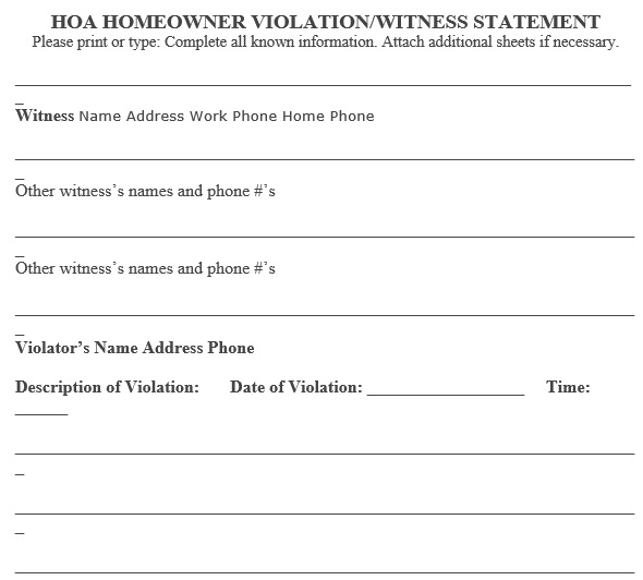 free witness statement form 10