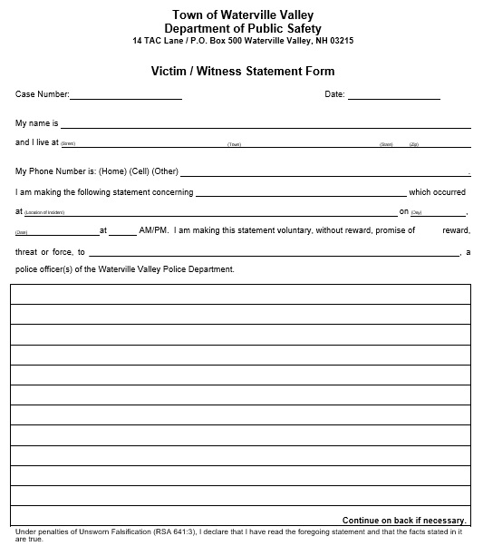 free witness statement form 12