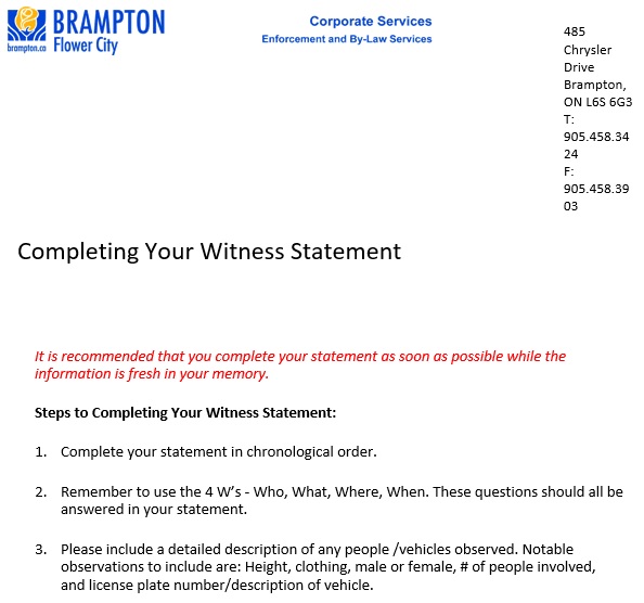 free witness statement form 17