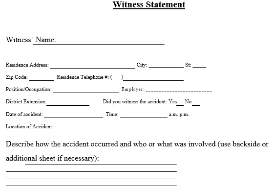 free witness statement form 2