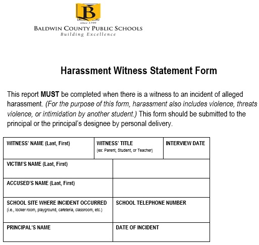 harassment witness statement form