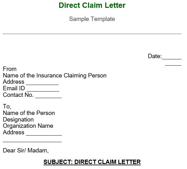direct claim letter