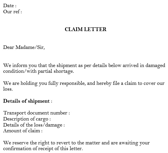 free claim letter 12