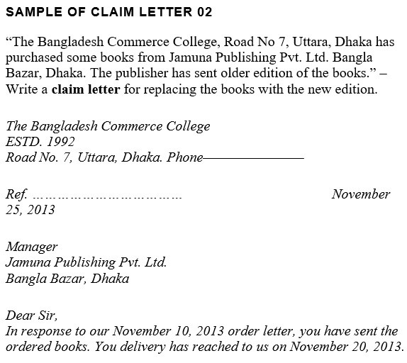 free claim letter 3