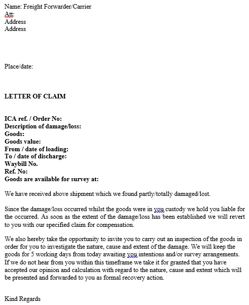 free claim letter 5