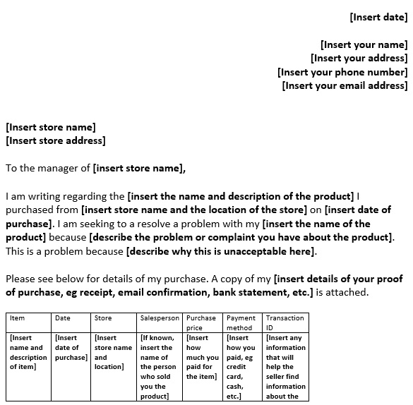 free complaint letter template 1