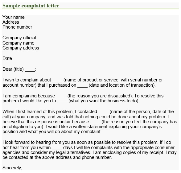 free complaint letter template 13