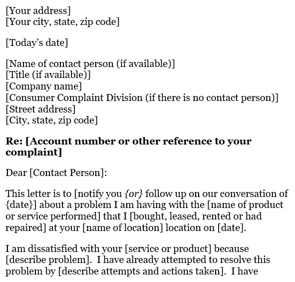 free complaint letter template 8
