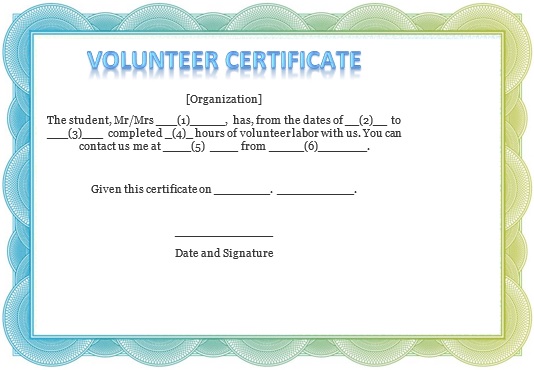 free volunteering certificate template 7