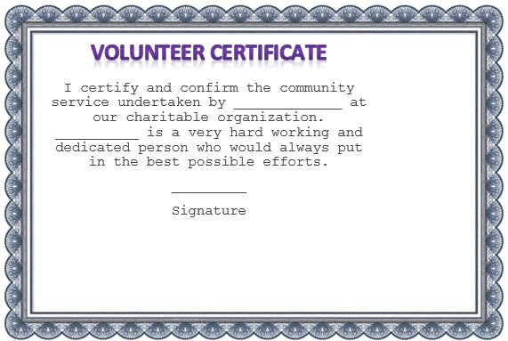 Volunteer Certificate Template 6 TEMPLATES EXAMPLE 40 OFF