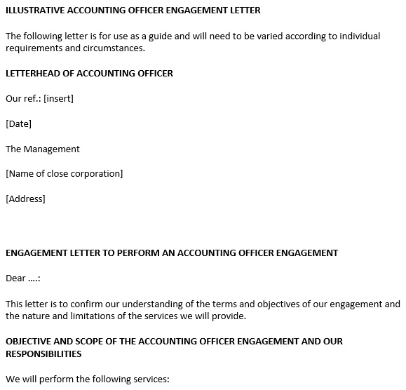 illustrative accounting officer engagement letter template