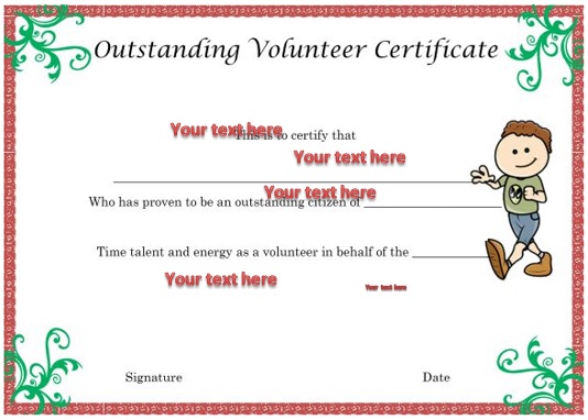 outstanding volunteering certificate template