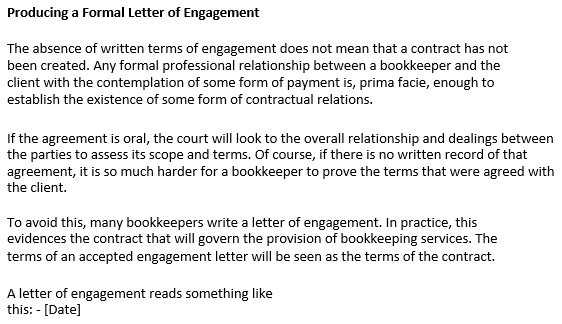 producing a formal letter of engagement