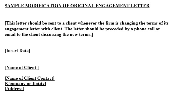 sample modification of original engagement letter template