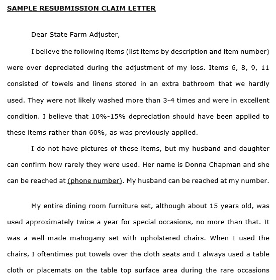 sample resubmission claim letter template